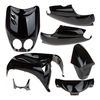 Carénage noir brillant 7 pièces compatible MBK Ovetto/Neos 2002-2007