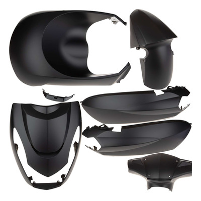 Carénage noir mat 6 pièces compatible Peugeot Kisbee 2010-