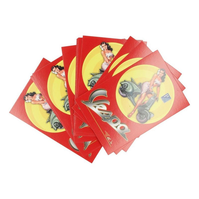 Carte postale Vespa Pin up rouge (lot de 12)