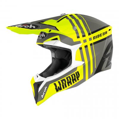 Casque cross Airoh Wraap Broken jaune mat