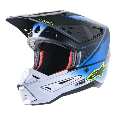 Casque cross Alpinestars S-M5 rayon bleu/noir/blanc mat
