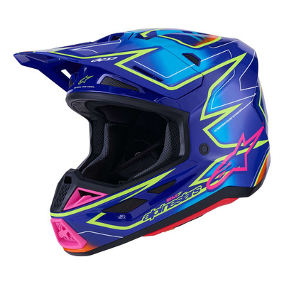 Casque cross Alpinestars SM7 Cast blue/pink/yellow fluo glossy