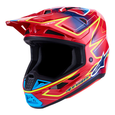 Casque cross Alpinestars SM7 Cast red/yellow fluo/blue glossy