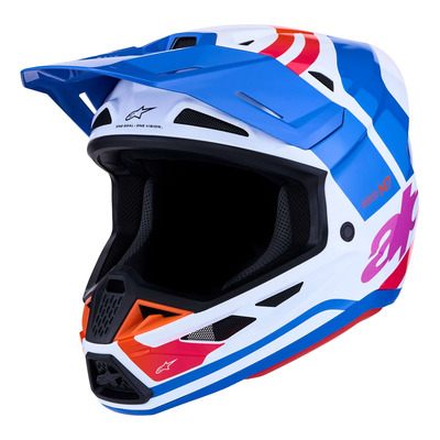 Casque cross Alpinestars SM7 Core white/blue/orange/pink glossy