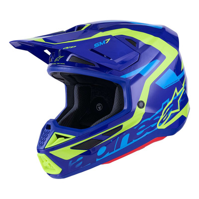 Casque cross Alpinestars SM7 Deed blue/yellow fluo glossy