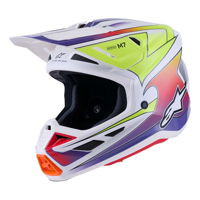 Casque cross Alpinestars SM7 Fuse white/yellow fluo/purple glossy