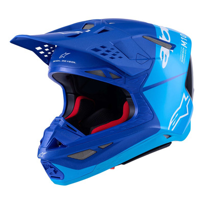 Casque cross Alpinestars Supertech S-M10 Flood met blue/med blue/black carbone matt glossy