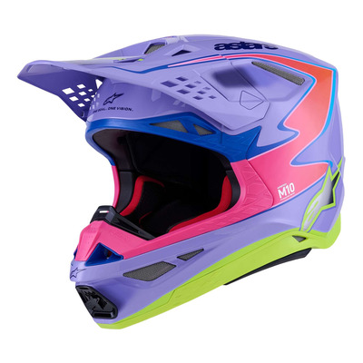 Casque cross Alpinestars Supertech S-M10 Jett Lawrence R01 purple/pink fluo/yellow fluo glossy