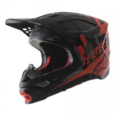 Casque cross Alpinestars Supertech S-M8 Echo noir/gris/rouge fluo mat et brillant