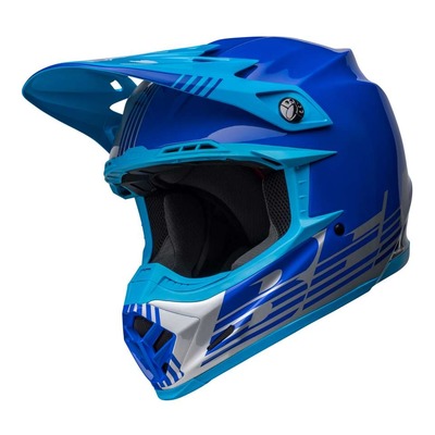 Casque cross Bell Moto-9 Mips Louver gris/bleu brillant (ECE 22.05)