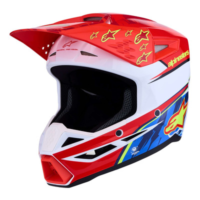 Casque cross enfant Alpinestars SM3 Falcon Youth red fluo/white/blue/yellow fluo glossy