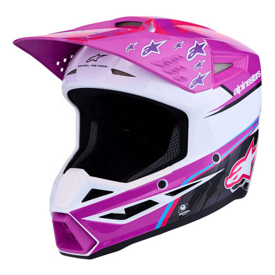 Casque cross enfant Alpinestars SM3 Falcon Youth purple/white/black/pink fluo glossy