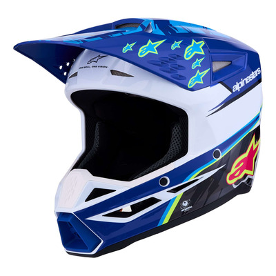 Casque cross enfant Alpinestars SM3 Falcon Youth blue/white/black/pink fluo/yellow fluo glossy