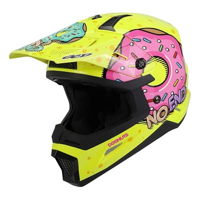Casque cross enfant Noend Donuts jaune fluo
