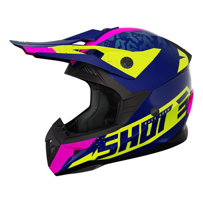 Casque cross enfant Shot Pulse Kid Airfit blue/neon yellow/pink glossy