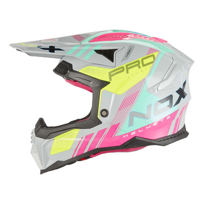 Casque cross Nox N633 Storm gris nardo/rose