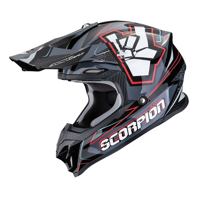 Casque cross Scorpion VX-16 Evo Air Rok noir/gris/rouge