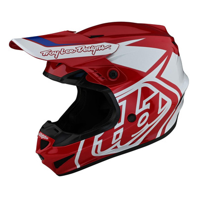 Casque cross Troy Lee Designs GP Polyacrylite Overload rouge/blanc