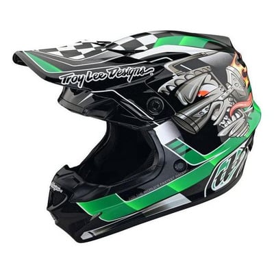 Casque cross Troy Lee Designs SE4 polyacrylite MIPS Carb green
