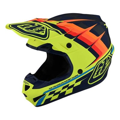 Casque cross Troy Lee Designs SE4 polyacrylite MIPS Warped yellow