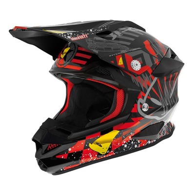 Casque cross Ufo Interceptor Jackpot noir/rouge brillant