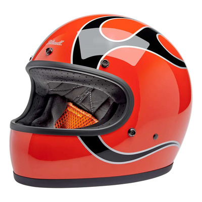 Casque intégral Biltwell Gringo Competition Flames orange
