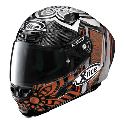 Casque intégral X-Lite X-803 RS Ultra Carbon Replica A. Canet carbone/orange/blanc