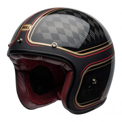 Casque jet Bell Custom 500 Carbon DLX RSD Checkmate mat/brillant noir/or