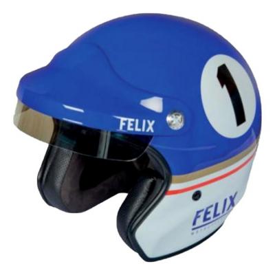 Casque jet Felix Motocyclette Dakar Bleu/blanc