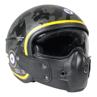 Casque jet Harisson Corsair Spitfire noir camouflage/jaune