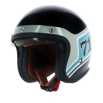 Casque jet Helstons Seventy One noir/bleu/gris