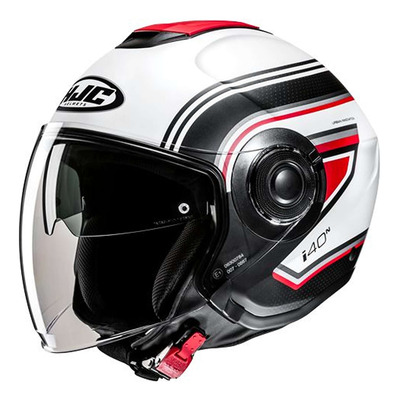 Casque jet HJC i40N Linia MC1SF blanc/noir/rouge mat