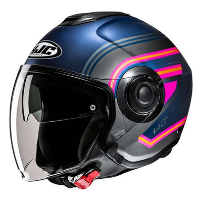 Casque jet HJC i40N Linia MC28SF bleu/gris/rose mat