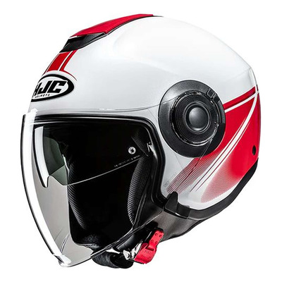 Casque jet HJC i40N Vision MC1 blanc/rouge brillant