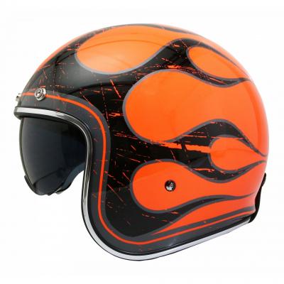 Casque jet MT Helmets Le Mans 2 SV Flaming orange fluo / noir