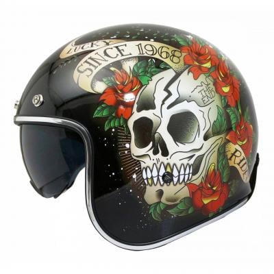 Casque jet MT Helmets Le Mans 2 SV Skull & Roses noir