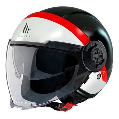 Casque jet MT Helmets Viale SV S 68 Unit A5 noir mat/rouge nacré
