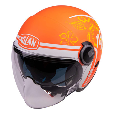 Casque jet Nolan N21 Visor Playa led orange/blanc mat