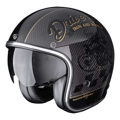Casque jet Scorpion Belfast Evo Carbon Zippy noir/or