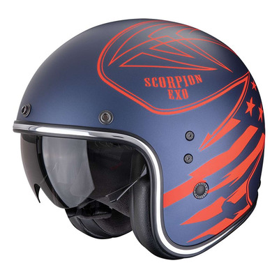 Casque jet Scorpion Belfast Evo Dawg bleu/rouge mat
