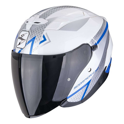 Casque jet Scorpion Exo-230 Loop blanc/bleu
