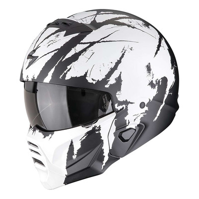 Casque jet Scorpion Exo-Combat 2 Marauder noir/blanc mat
