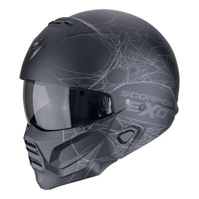 Casque jet Scorpion Exo-Combat 2 Spiderweb matt black/silver