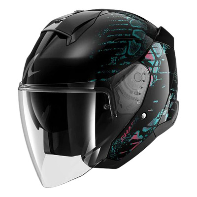 Casque jet Shark Skwal Jet Reptaia black/violet glitter