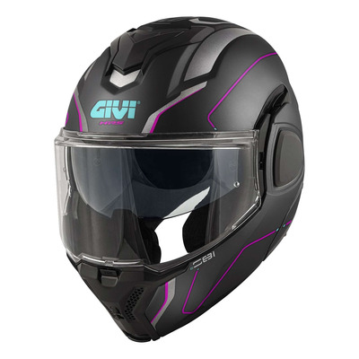Casque modulable Givi X36 Fiber Pulse noir mat/argent/fuschia