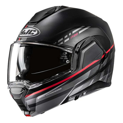 Casque modulable HJC i100 Sysma MC1SF noir/gris/rouge mat