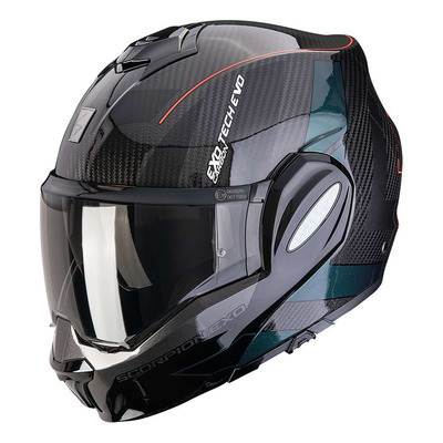 Casque modulable Scorpion Exo-Tech Evo Carbon Cad noir/rouge