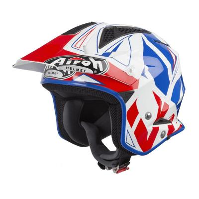 Casque trial Airoh TRR S Convert bleu/blanc/rouge brillant