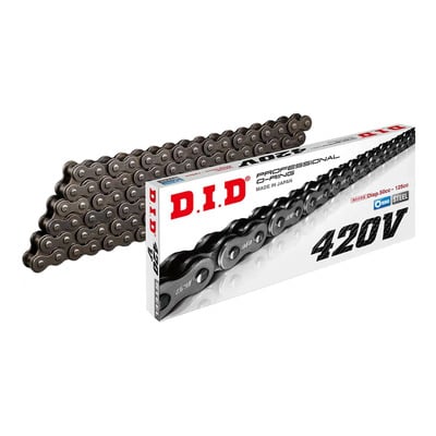 Chaîne de transmission DID 420V 120 maillons noir avec attache à riveter