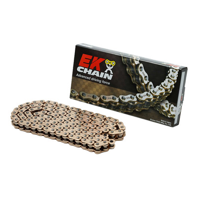 Chaîne de transmission EK Chain 520ZVX3 NX-Ring 120 maillons or avec fermeture à riveter
